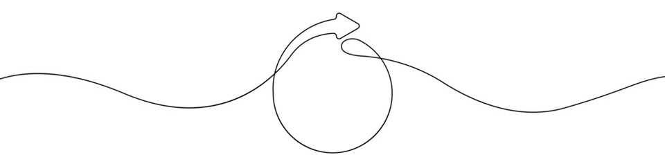 Round frame with an arrow icon line continuous drawing vector. One line Round frame with an arrow icon vector background. Round frame icon. Continuous outline of a arrow.