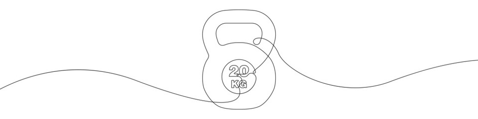 Sports kettlebell icon line continuous drawing vector. One line Sports kettlebell icon vector background. Sports equipment icon. Continuous outline of a kettlebell icon.