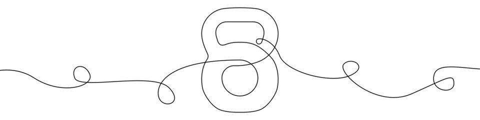 Sports kettlebell icon line continuous drawing vector. One line Sports kettlebell icon vector background. Sports equipment icon. Continuous outline of a kettlebell icon.