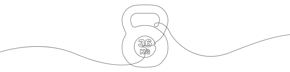 Sports kettlebell icon line continuous drawing vector. One line Sports kettlebell icon vector background. Sports equipment icon. Continuous outline of a kettlebell icon.