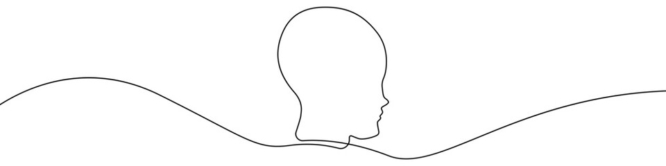 Head icon line continuous drawing vector. One line Head icon vector background. Mannequin head icon. Continuous outline of a Mannequin head.