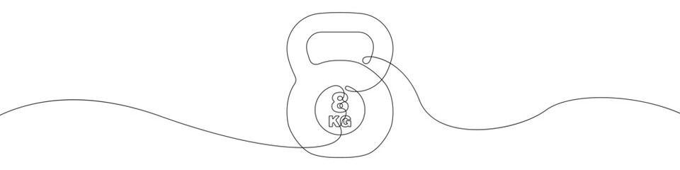 Sports kettlebell icon line continuous drawing vector. One line Sports kettlebell icon vector background. Sports equipment icon. Continuous outline of a kettlebell icon.