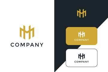 modern line MH logo initials