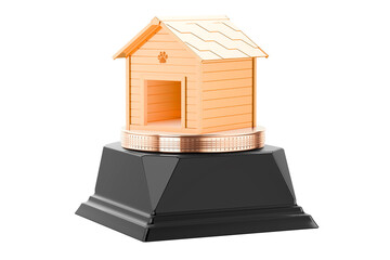Wooden doghouse golden award concept, 3D rendering