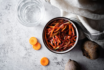 Carrot beet apple salad in a bowl