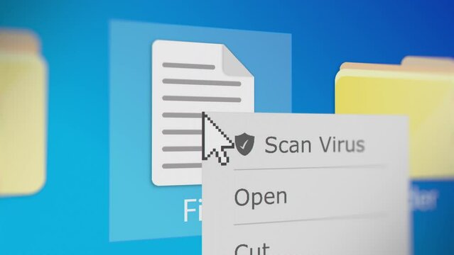 Animation of Someone Clicking a File to Scan for Viruses,  Fictitious Data Created Exclusively for This Concept Footage