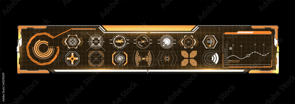Poster futuristic vector hud interface screen design. digital callouts titles. hud ui gui futuristic user i