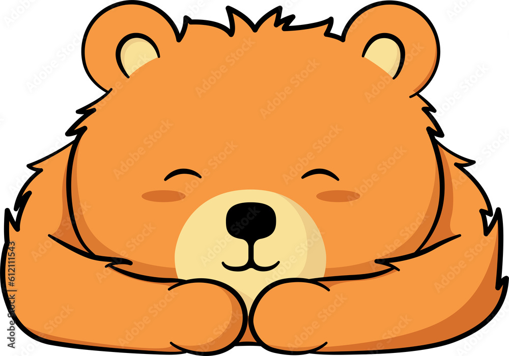 Wall mural sleeping bear cartoon cute with outline