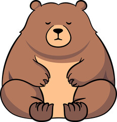 sleeping bear cartoon cute with outline