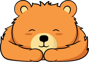 sleeping bear cartoon cute with outline