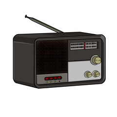 Vintage Black and Gray Radio Illustration: Classic Elegance for Retro Enthusiasts. Dive into the world of nostalgia with this captivating vintage radio illustration. 