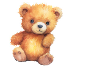  cute teddy bear body sitting in watercolor design isolated on transparent background