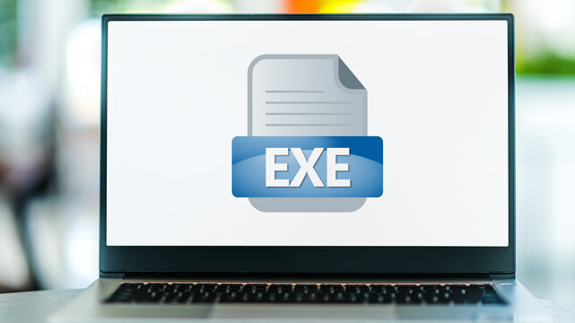 Laptop computer displaying the icon of EXE file