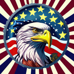 July 4th theme, US flag with eagle. Generative AI