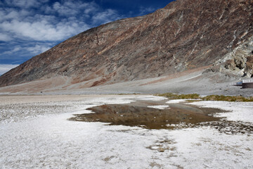 Fototapeta na wymiar Saltsee and Badwater basin in Death Valley, California, USA.Badwater Basin is the lowest point in the US.