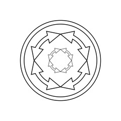 An icon with multidirectional arrows in a circle on a white background.