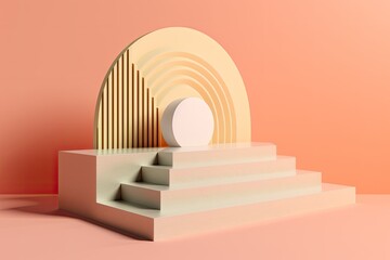 Spiral Staircase with a Round Platform at the Top. Generative AI