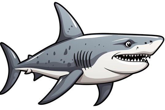 cartoon shark with a wide-open mouth ready to attack its prey. Generative AI