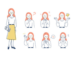 女性の表情　バリーエーションセット