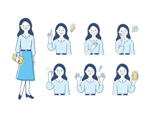 女性の表情　バリーエーションセット