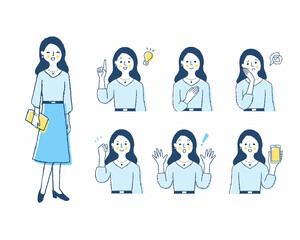 女性の表情　バリーエーションセット