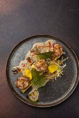 Delicious meat dishes close up
