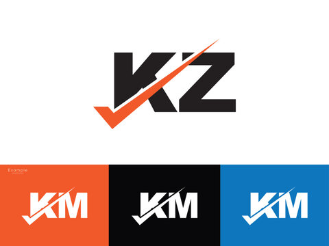 Silhouette Kz k&z k z Letter Logo Image Design