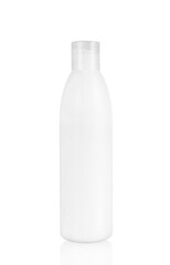 White plastic bottle with spray on white background