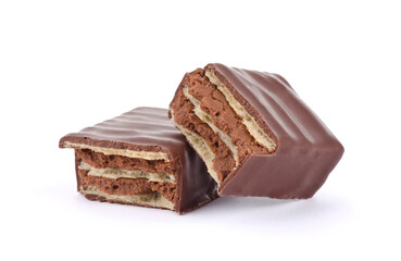 wafers in chocolate isolated on a white background