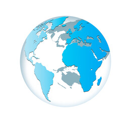 World map and globe isolated on white background