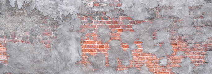 Abstract red brick wall texture for pattern background. wide panorama