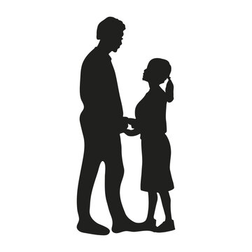 He is the only girl child with his father's silhouette illustration
