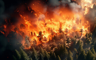 Fototapeta na wymiar a forest fire. Generative AI