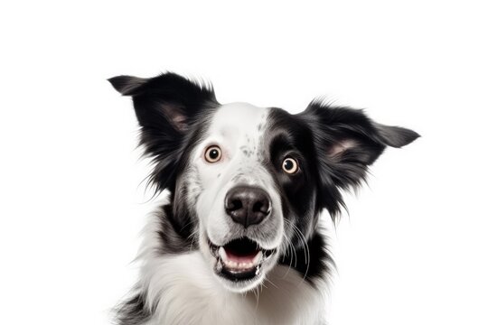 curious black and white dog staring directly at the viewer. Generative AI