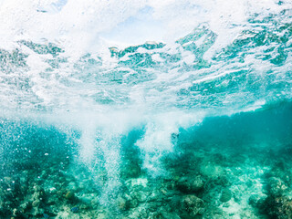 abstract underwater background of clear blue tropical sea