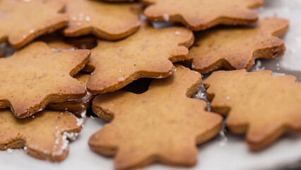 Fototapeta na wymiar Fresh Homemade Gingerbread Cookies Ready for Christmas - generative ai