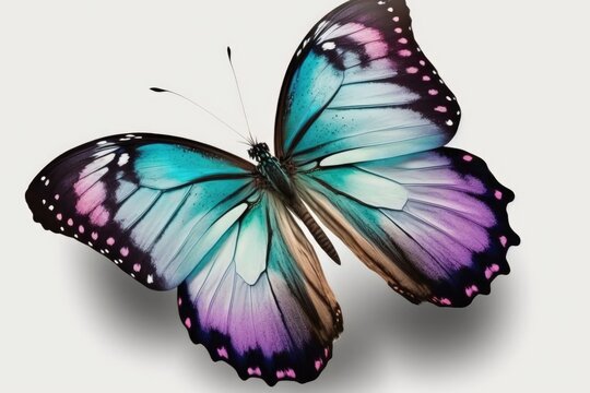 beautiful butterfly in flight showcasing its stunning blue and purple hues. Generative AI © AkuAku