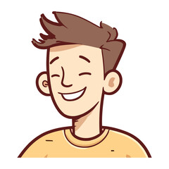 Cheerful teenage boy smiling in cute cartoon