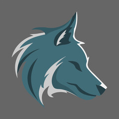 Colored wolf head logo. Predator symbol. Animal, mascot, wild, emblem, werewolf. Colored style. Flat design. Vector illustration