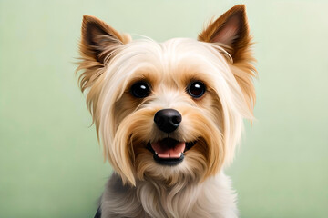 Yorkshire Terrier dog on light blue background