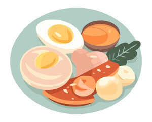 Fresh organic vegetable and egg in plate
