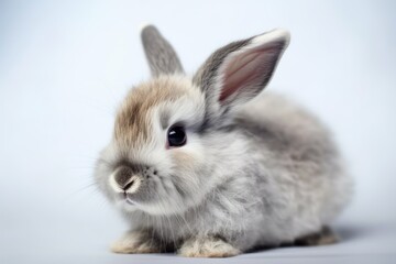 cute bunny perched on a white surface. Generative AI