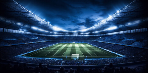 Fototapeta na wymiar sport goal soccer game stadium green light world football arena. Generative AI.
