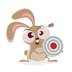 funny cartoon rabbit holding a target
