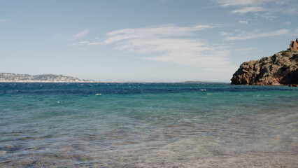 Warm spring day on Theoule-Sur-Mer beach in spring