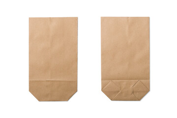 Kraft paper shopping bag with handles isolated on a transparent background, PNG. High resolution. 