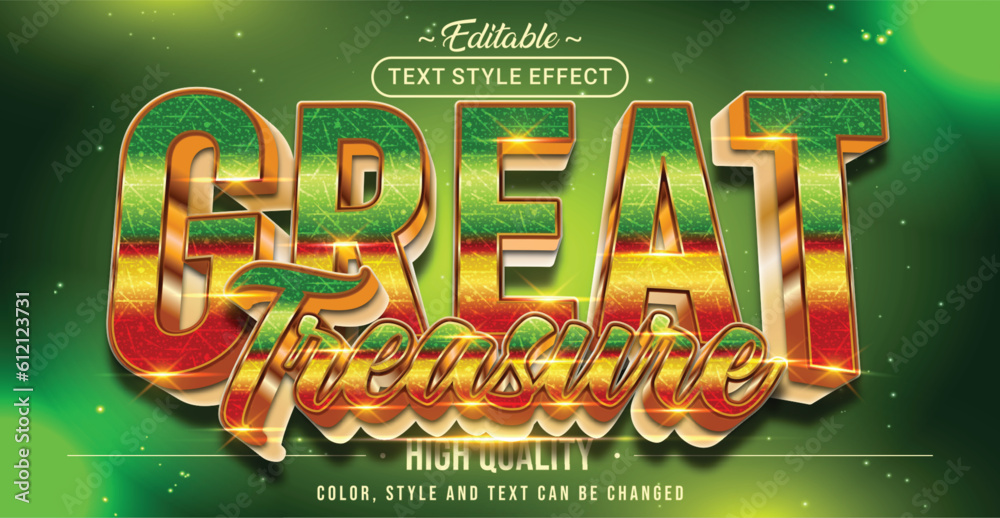 Poster editable text style effect -great treasure text style theme.