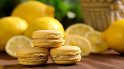 Obraz na płótnie Canvas Luscious Lemon Macarons: A Tangy Delight