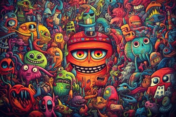 Obraz premium Colorful doodle art Generative AI