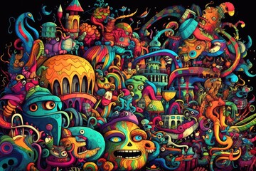 Obraz na płótnie Canvas Colorful doodle art Generative AI